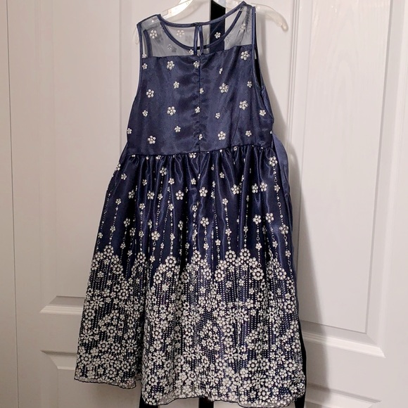 Glitter Tulle Satin Navy Special Occasion Dress Size 12 - Picture 5 of 7